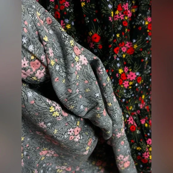 Cat & Jack Girls Black Floral Tiered Dress Size XL 14/16 Long Sleeve - Picture 8 of 9